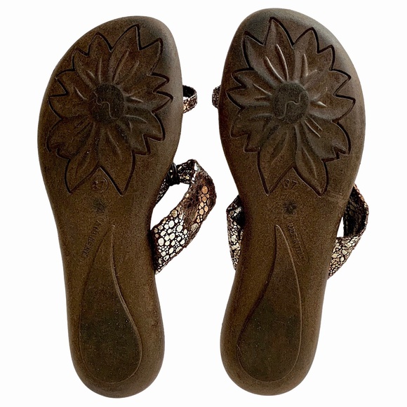 _ Nordstrom Made in Italy brown and metallic bronze leather sandals -EU 37•US 6½ - Picture 3 of 5